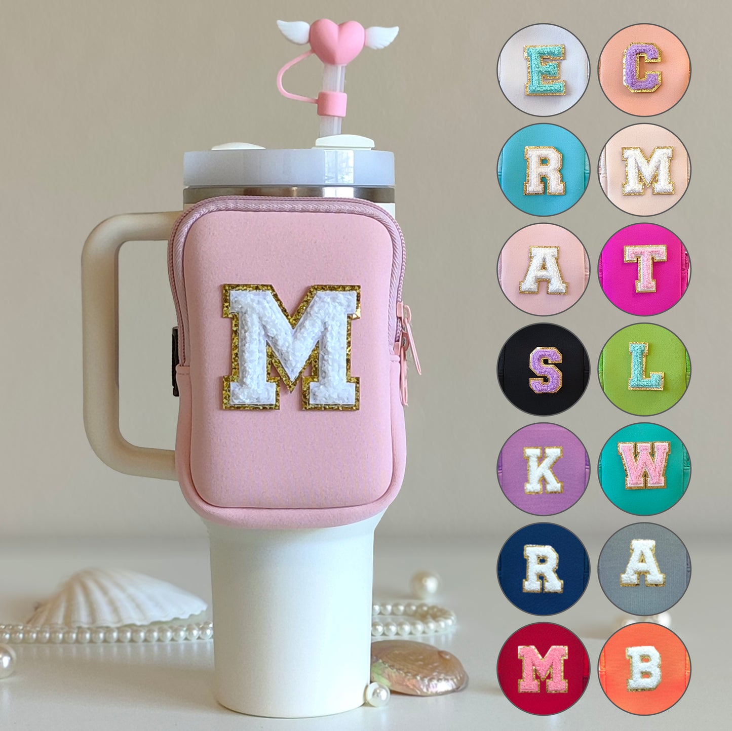 Custom Stanley Tumbler Pouch Personalized Water Bottle Bag Chenille Pouch Fanny Pack 40oz 30oz Stanley Cup Accessories Bridesmaid Gifts Mom