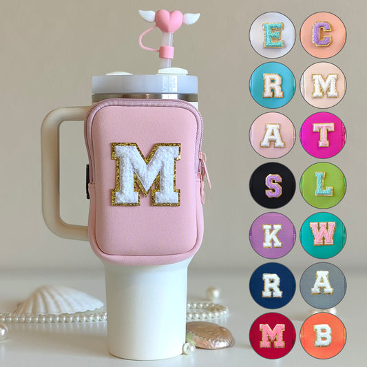 Custom Stanley Tumbler Pouch Personalized Water Bottle Bag Chenille Pouch Fanny Pack 40oz 30oz Stanley Cup Accessories Bridesmaid Gifts Mom