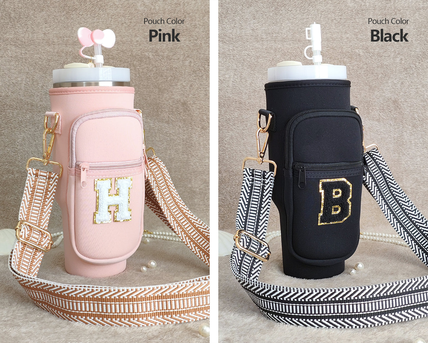 Custom Stanley Cup Strap Pouch Personalized 40oz Stanley Bag Stanley Cup Accessories Carrier Case Quencher Tumbler Water Bottle Bag Holder