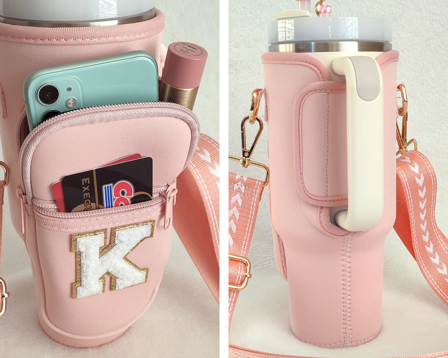 Custom Stanley Cup Strap Pouch Personalized 40oz Stanley Bag Stanley Cup Accessories Carrier Case Quencher Tumbler Water Bottle Bag Holder