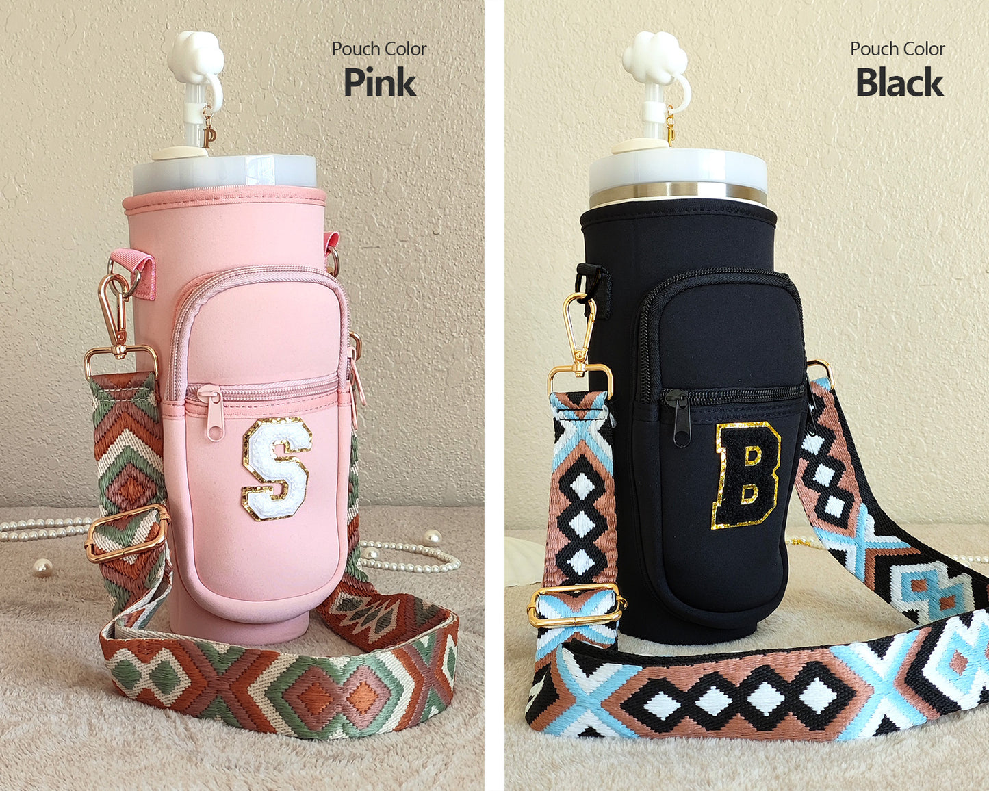 Custom Stanley Cup Strap Pouch Personalized 40oz Stanley Bag Stanley Cup Accessories Carrier Case Quencher Tumbler Water Bottle Bag Holder