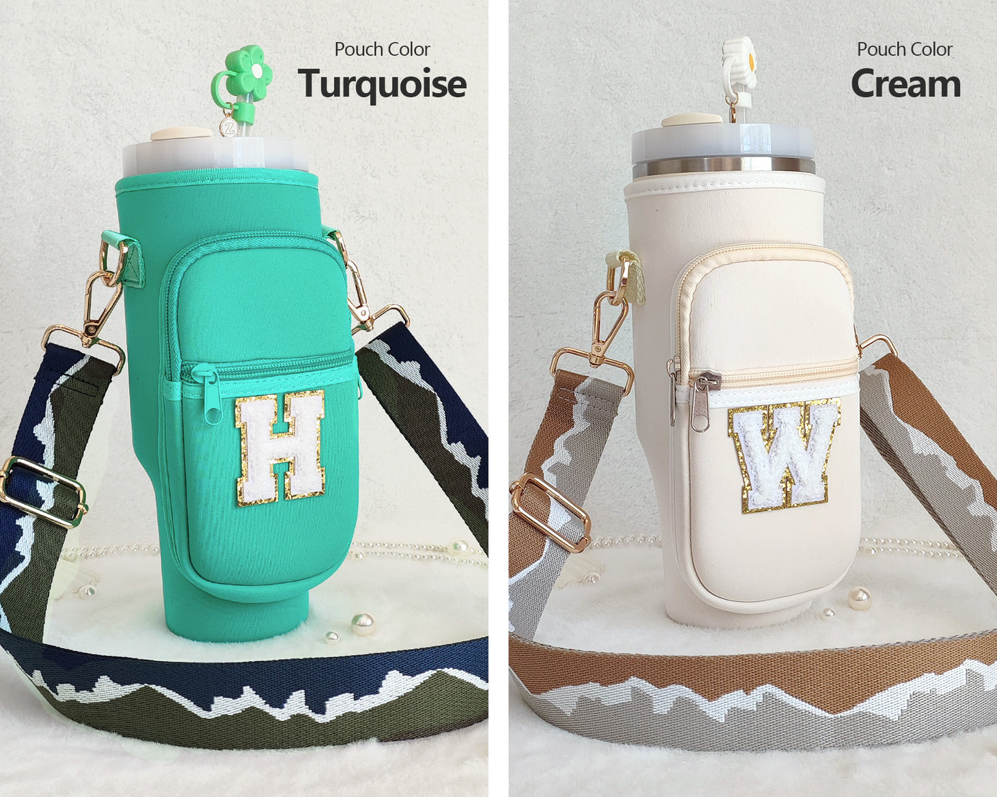 Custom Stanley Cup Strap Pouch Personalized 40oz Stanley Bag Stanley Cup Accessories Carrier Case Quencher Tumbler Water Bottle Bag Holder