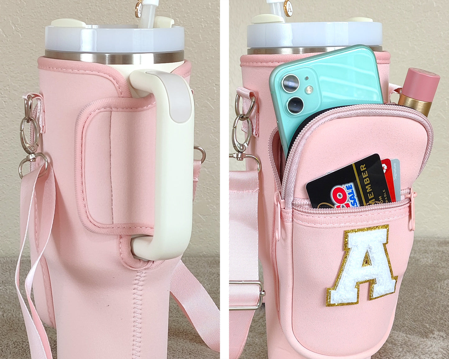 Custom Stanley Cup Strap Pouch Personalized 40oz Stanley Bag Stanley Cup Accessories Carrier Case Quencher Tumbler Water Bottle Bag Holder