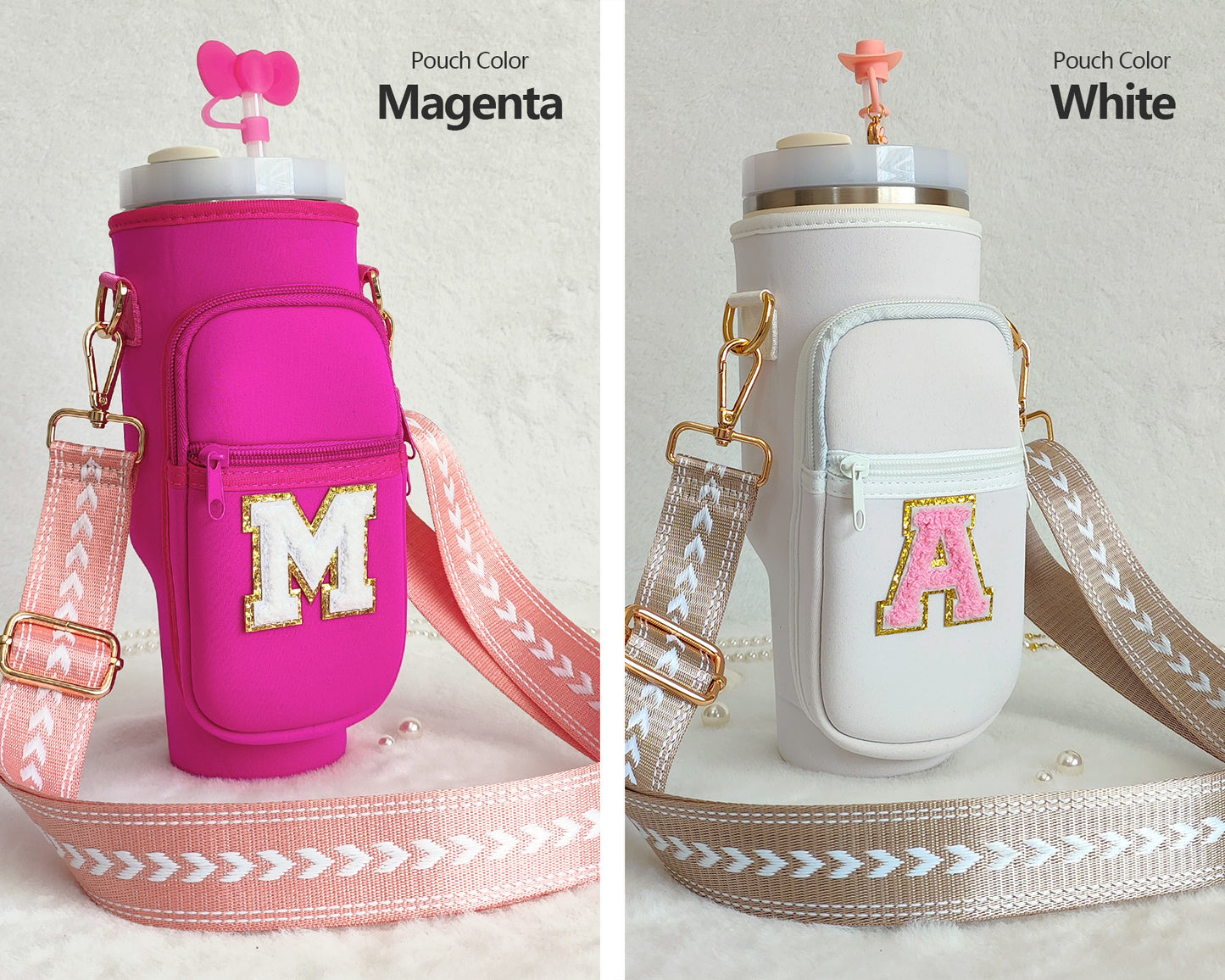Custom Stanley Cup Strap Pouch Personalized 40oz Stanley Bag Stanley Cup Accessories Carrier Case Quencher Tumbler Water Bottle Bag Holder