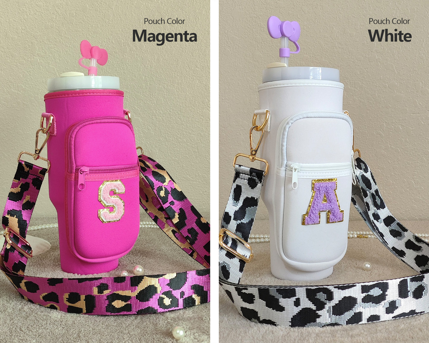 Custom Stanley Cup Strap Pouch Personalized 40oz Stanley Bag Stanley Cup Accessories Carrier Case Quencher Tumbler Water Bottle Bag Holder