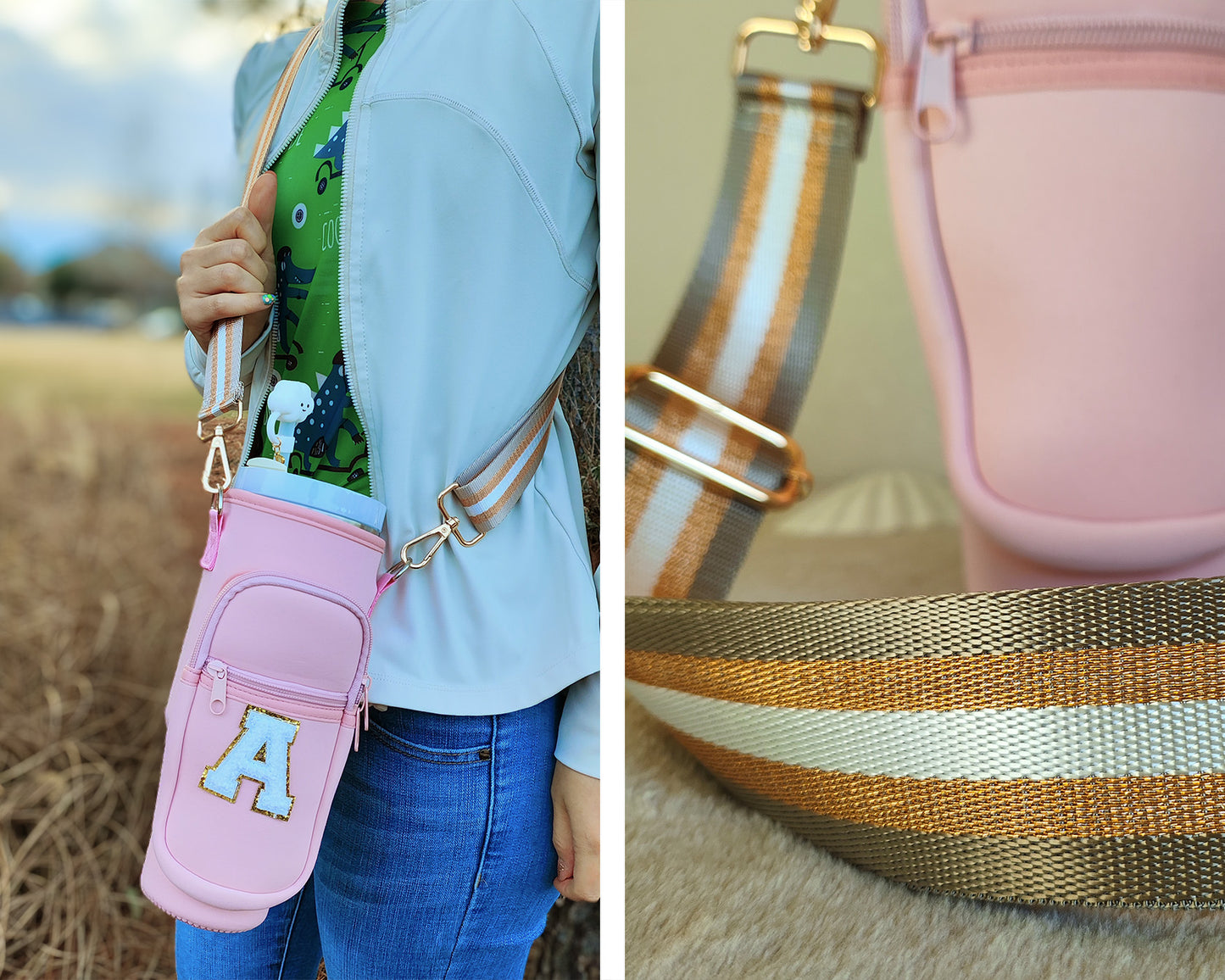 Custom Stanley Cup Strap Pouch Personalized 40oz Stanley Bag Stanley Cup Accessories Carrier Case Quencher Tumbler Water Bottle Bag Holder