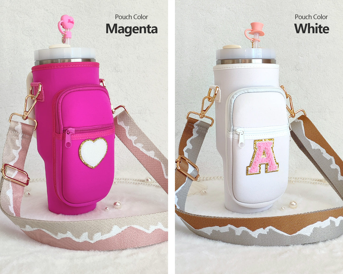 Custom Stanley Cup Strap Pouch Personalized 40oz Stanley Bag Stanley Cup Accessories Carrier Case Quencher Tumbler Water Bottle Bag Holder