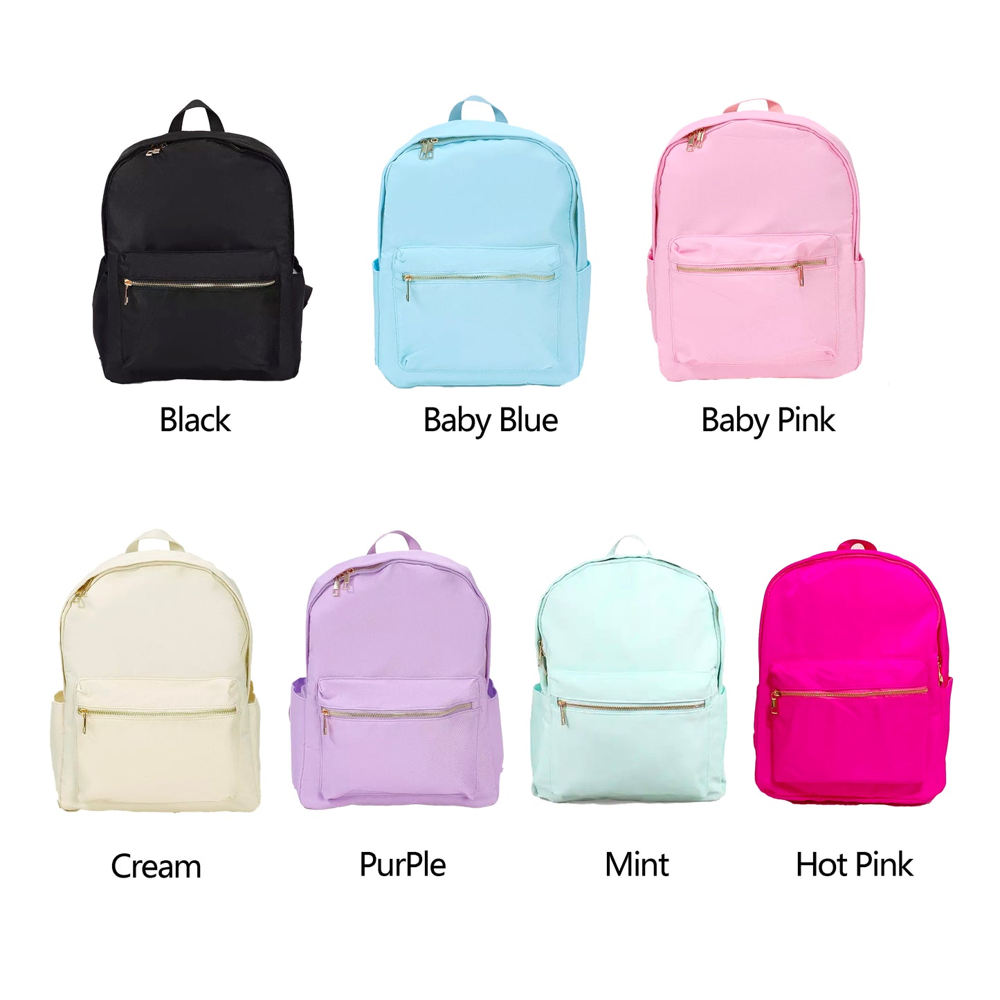 Sewn Patches Backpack Personalized Nylon Backpack with Patch Chenille Letter Custom School Bag Kids Back to School Lunch Box Bag Lunch Bag