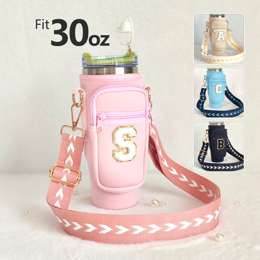30oz Stanley Cup Strap Pouch Personalized Stanley Carrier Holder Custom Stanley Cup Accessories Bag Tumbler Water Bottle Case Accessory 30Oz