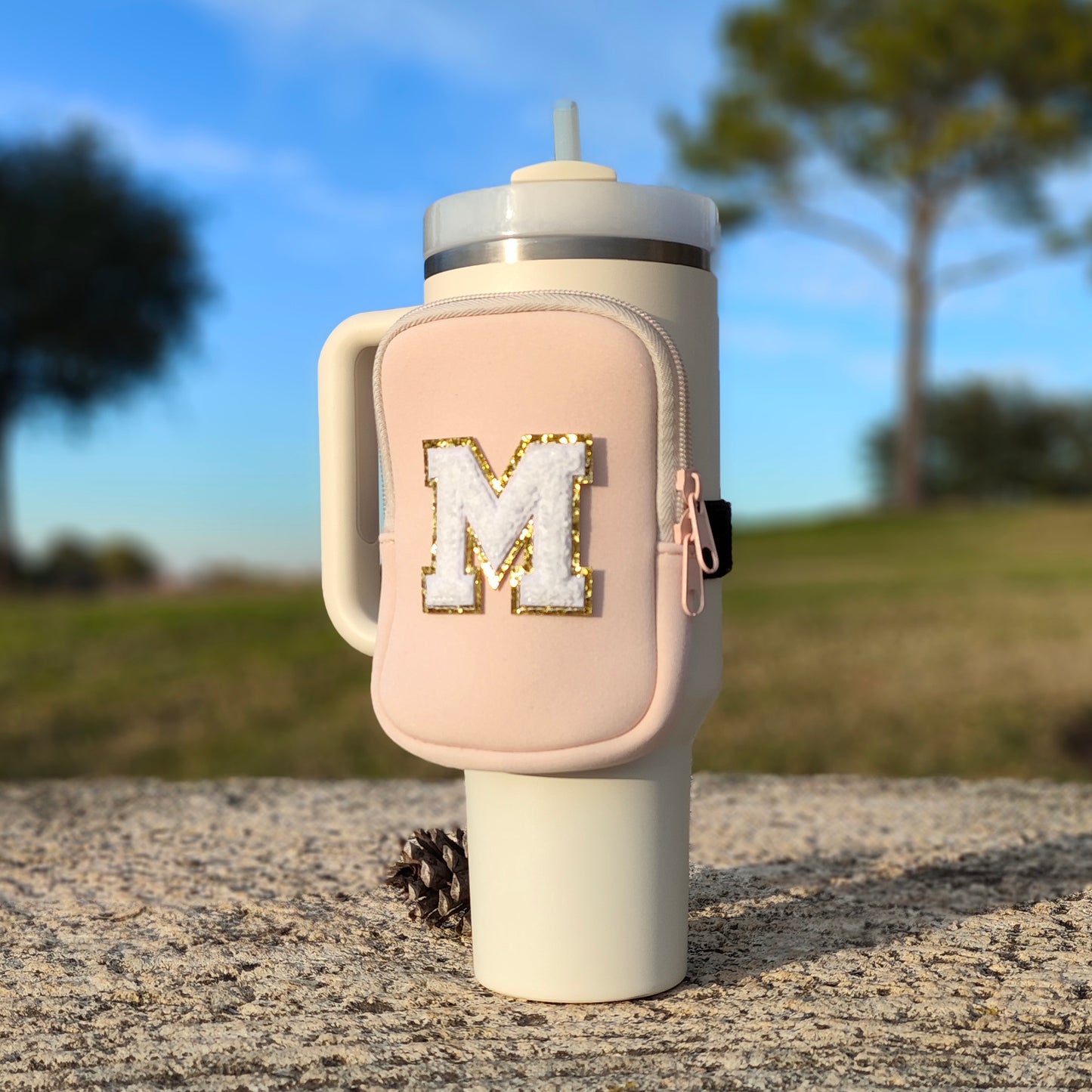 Custom Stanley Tumbler Pouch Personalized Water Bottle Bag Chenille Pouch Fanny Pack 40oz 30oz Stanley Cup Accessories Bridesmaid Gifts Mom