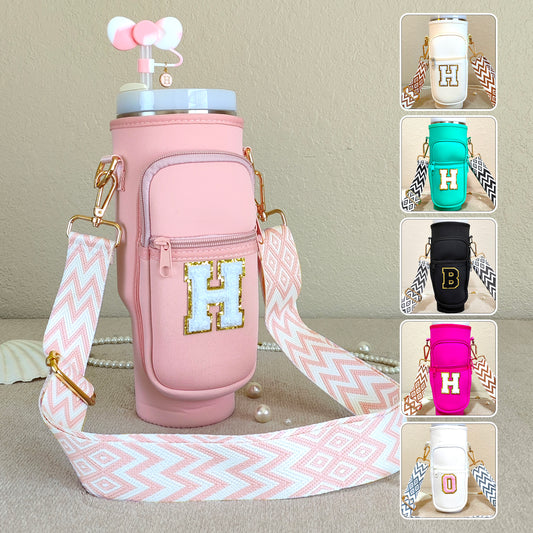 Custom Stanley Cup Strap Pouch Personalized 40oz Stanley Bag Stanley Cup Accessories Carrier Case Quencher Tumbler Water Bottle Bag Holder
