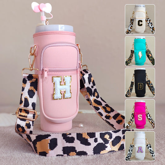 Custom Stanley Cup Strap Pouch Personalized 40oz Stanley Bag Stanley Cup Accessories Carrier Case Quencher Tumbler Water Bottle Bag Holder