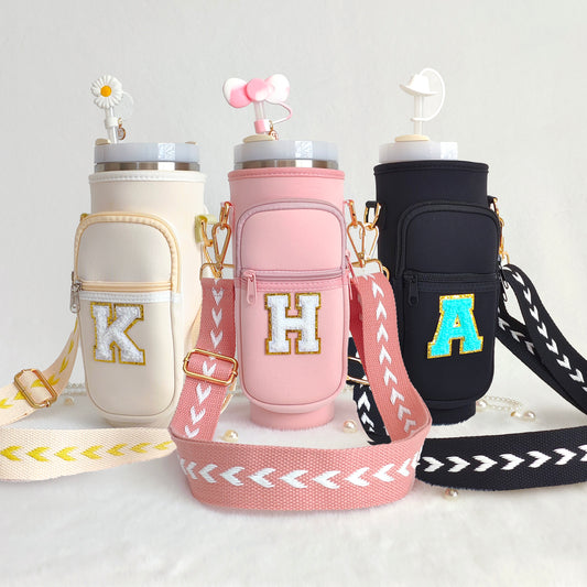 Custom Stanley Cup Strap Pouch Personalized 40oz Stanley Bag Stanley Cup Accessories Carrier Case Quencher Tumbler Water Bottle Bag Holder
