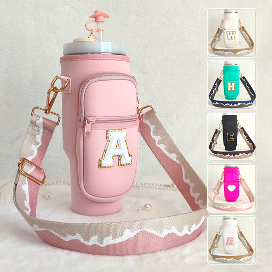 Custom Stanley Cup Strap Pouch Personalized 40oz Stanley Bag Stanley Cup Accessories Carrier Case Quencher Tumbler Water Bottle Bag Holder