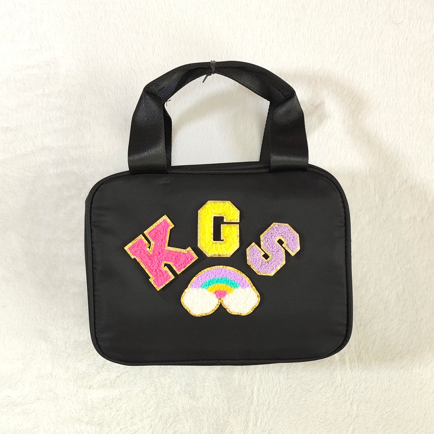 Personalized Lunch Box Bag Custom Lunchbox with Patches for School Kids Nylon Chenille Letter Lunch Bag Insulated cooler Sports Travel Bento