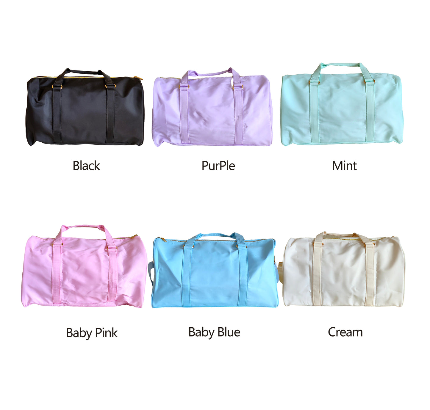 Sewn Patches Duffle Bag Personalized Nylon Duffle Bag Chenille Letter Patch Custom Overnight Weekend Travel Gym Bag Customizable