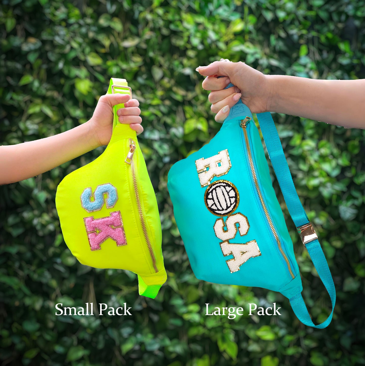 Custom Jumbo Fanny Pack Sewn On Patches Personalized XL Size Fanny Pack Chenille Monogram X-Large Crossbody Bag Belt Chest Shoulder Sling Bag