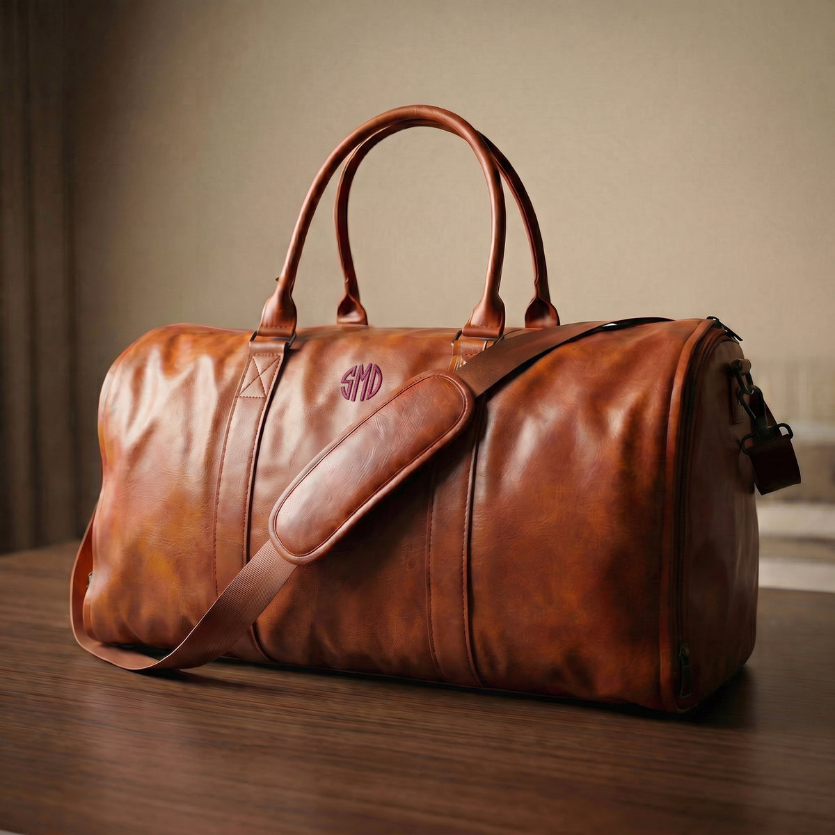 Leather Garment Duffle Bag Personalized Groomsmen Convertible Suit Duffel Shoe Compartment Custom Men's Travel Graduation Wedding Mens Gifts