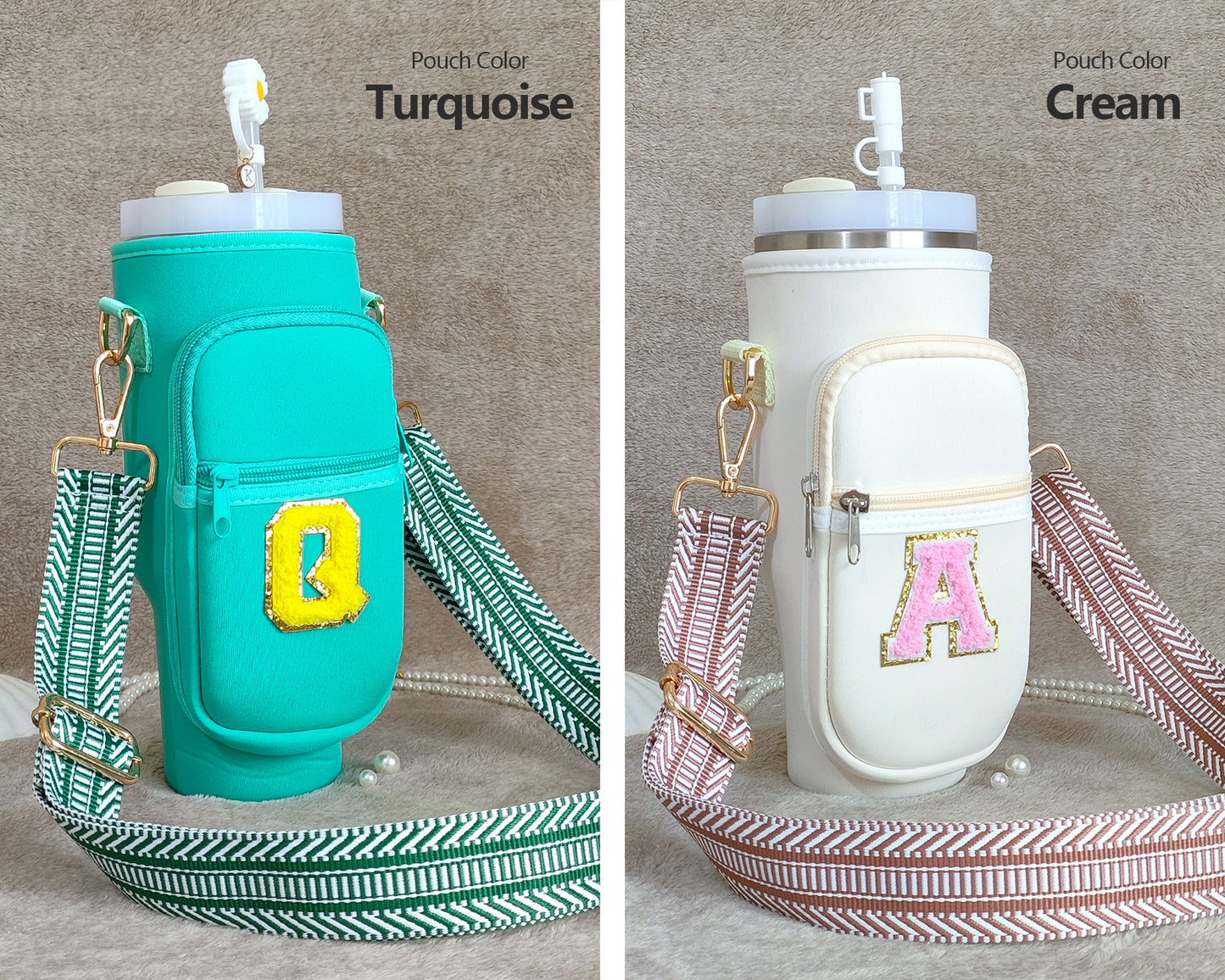 Custom Stanley Cup Strap Pouch Personalized 40oz Stanley Bag Stanley Cup Accessories Carrier Case Quencher Tumbler Water Bottle Bag Holder