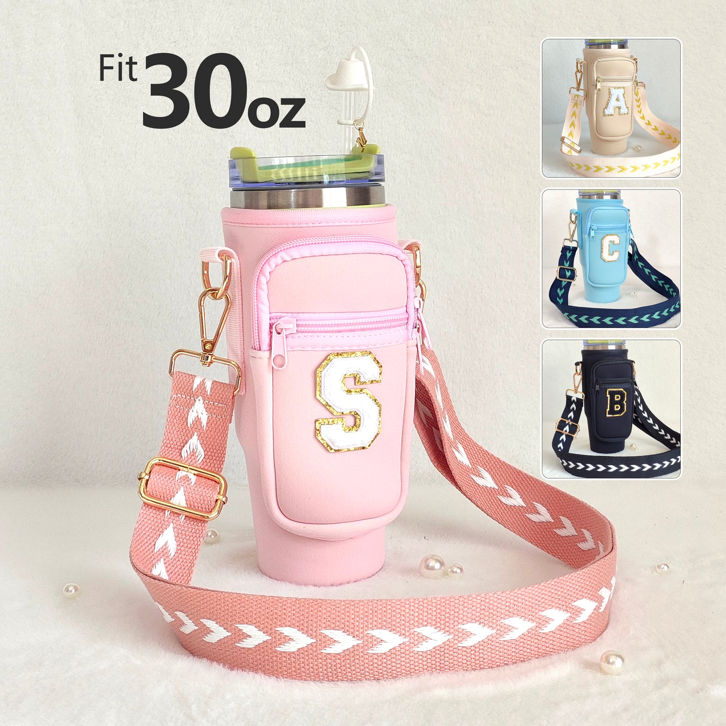 30oz Stanley Cup Strap Pouch Personalized Stanley Carrier Holder Custom Stanley Cup Accessories Bag Tumbler Water Bottle Case Accessory 30Oz