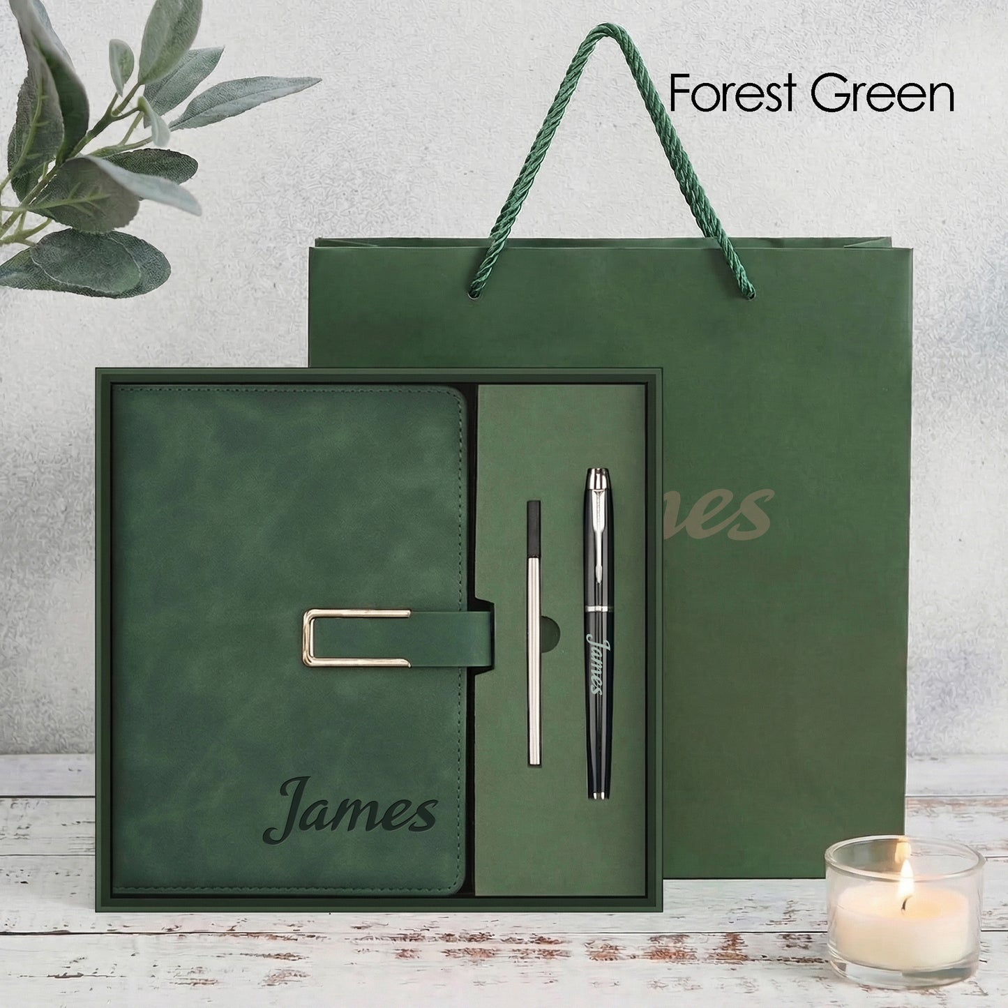 Personalized Leather Notebook Set With Pen Custom Engraved Journal Graduation Corporate Client Team Gift Thank You Gift New Job Gift Box Set