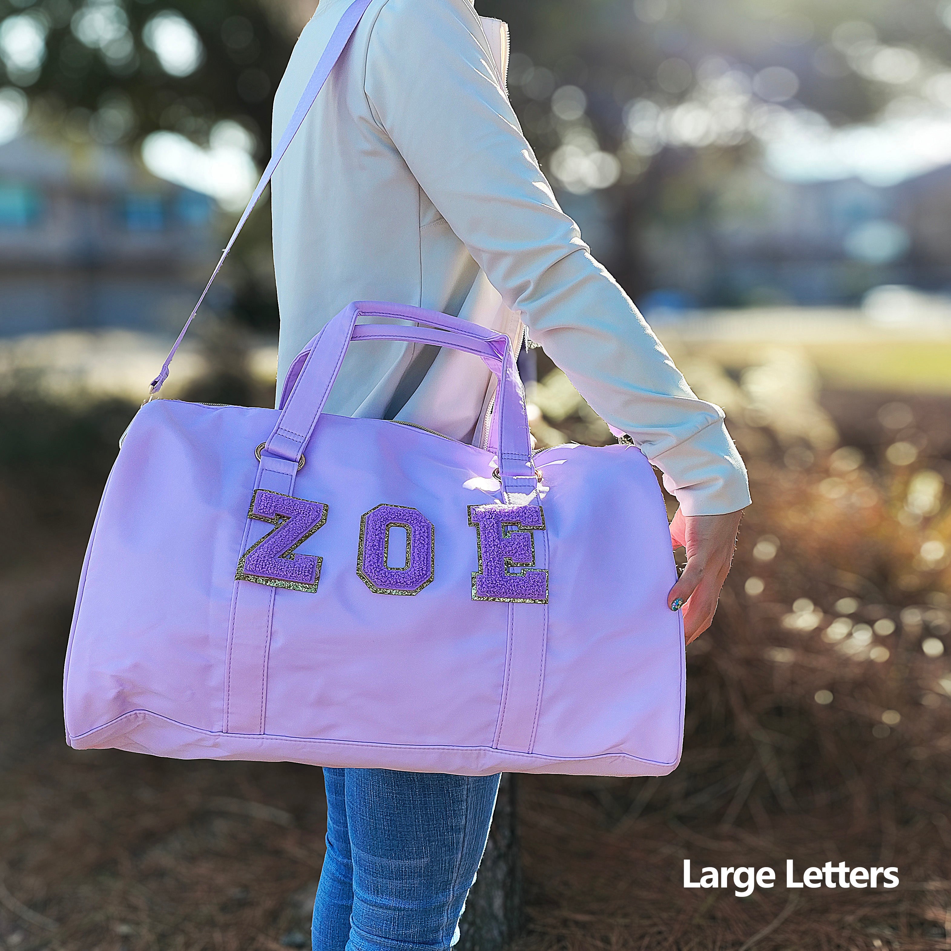 Custom shops Chenille Letter Patch Duffle Bags