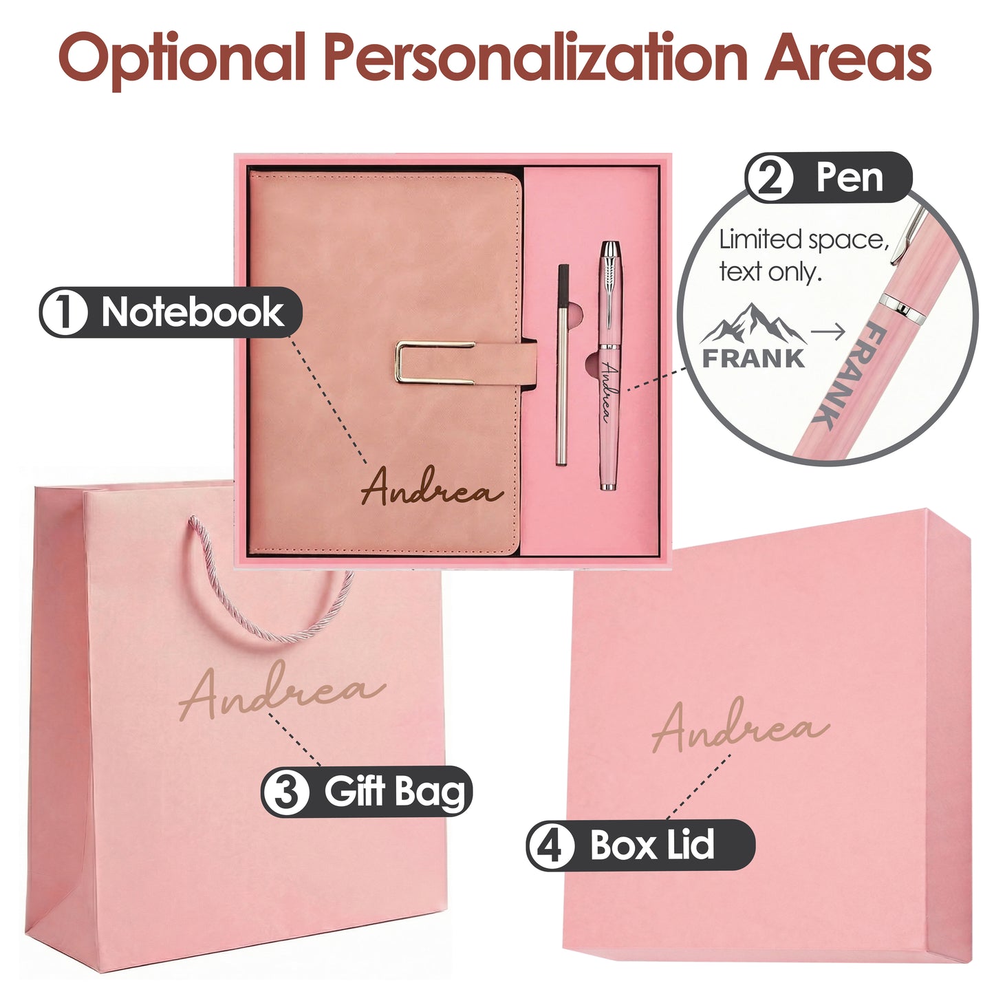 Personalized Leather Notebook Set With Pen Custom Engraved Journal Graduation Corporate Client Team Gift Thank You Gift New Job Gift Box Set